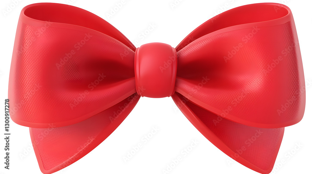 Aufkleber Elegant 3D rendered image of a luxurious red satin bow with a glossy finish tied in a symmetrical and visually appealing shape  The bow is presented against a transparent background