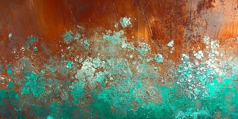Fototapeta premium Erosion and Texture: An artistic close-up captures the beauty of erosion on metal, with rich rust and patina textures. The image evokes a sense of time and natural processes.