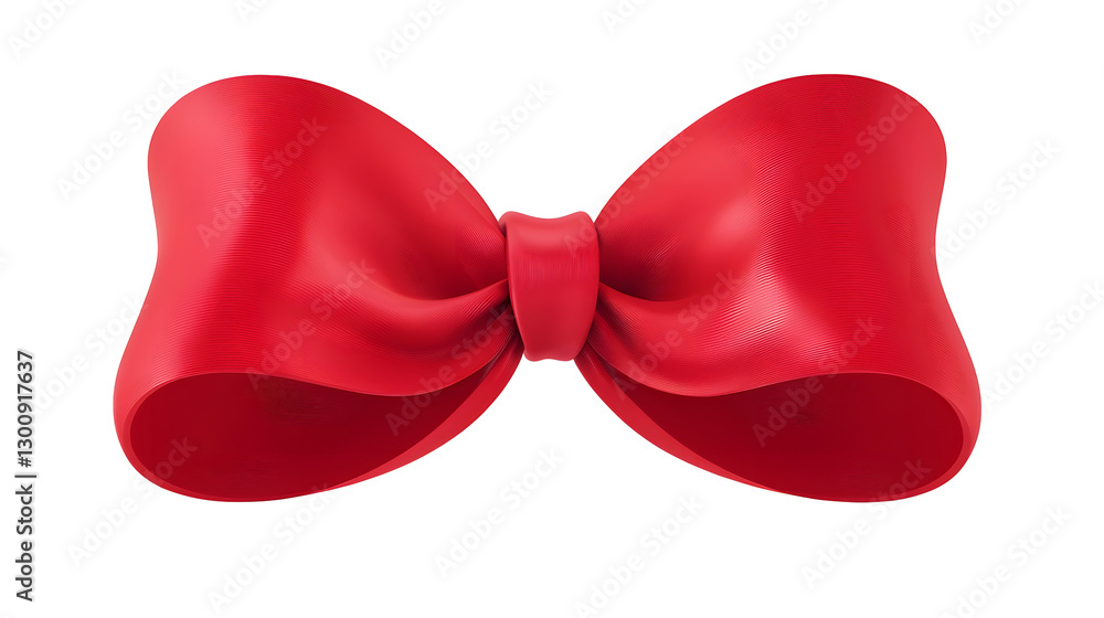 Poster 3d cartoon of a silky red ribbon bow with smooth folds and a transparent background the elegant ribb