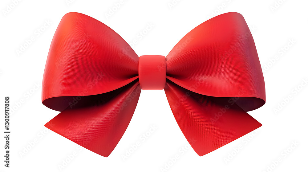 Poster vibrant red minimalist 3d ribbon bow with luxurious velvet texture for gift isolated on transparent 