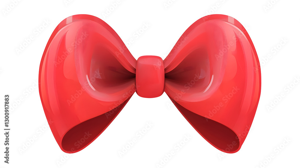 Poster Playful 3D of a bright red ribbon bow with subtle shadow details and a smooth satin effect isolated on a transparent background  The vivid glossy bow design is perfect for fashion gift wrap holiday