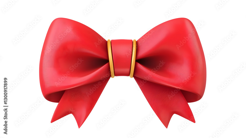 Poster Playful 3D of a bright red ribbon bow with subtle shadow details and a smooth satin effect isolated on a transparent background  The bow is an elegant