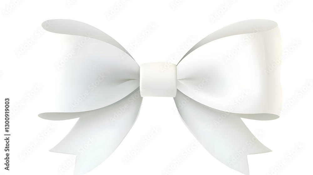 Aufkleber Playful 3D of a soft white bow with a delicate satin texture featuring shading and highlights  The bow is isolated on a transparent background creating a clean and elegant visual design