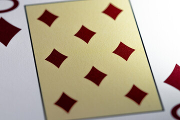 Obraz premium Eight of Diamonds card close-up. The suit of Diamonds on a playing card