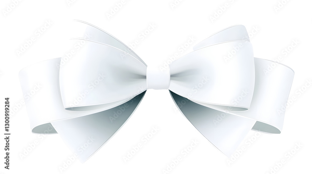 Poster elegant luxurious 3d rendering of a symmetrically tied glossy white satin bow against a transparent 