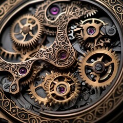 Intricate Mechanical Watch Gears Showcasing Craftsmanship and Artistry From a Close Perspective
