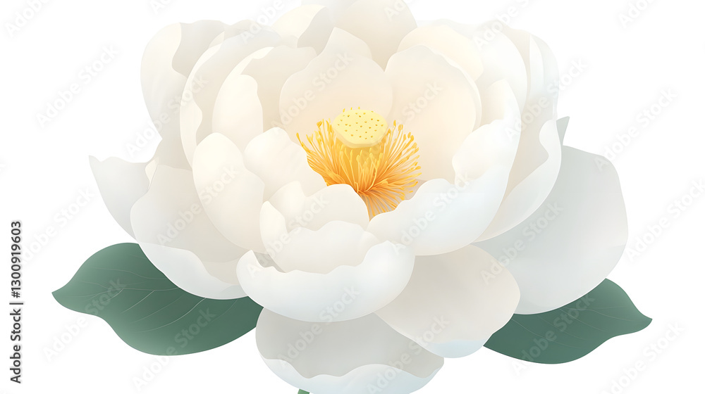 Poster elegant and captivating 3d rendered image of a blooming white flower with subtle shadows and a gentl