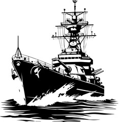 Battleship vector simple design illustration