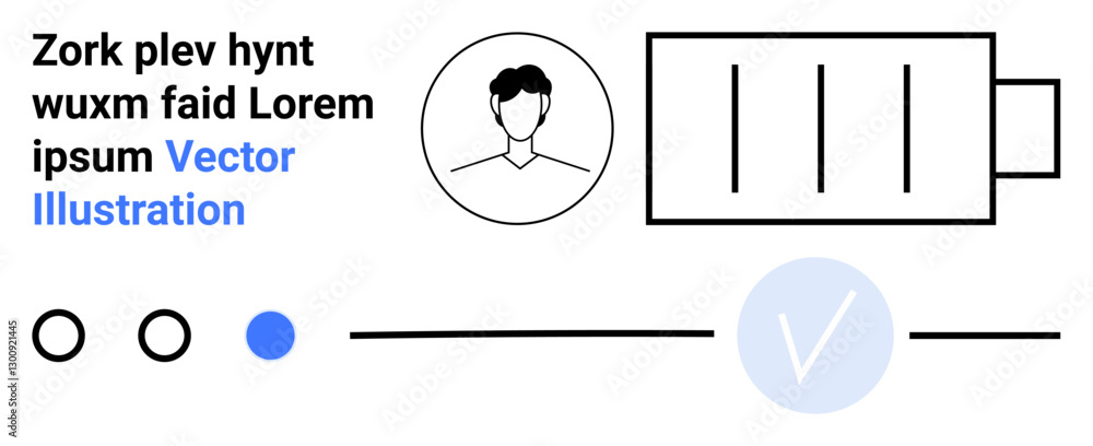 Poster profile avatar connected to a battery symbol, indicating energy or charge level. includes circular b