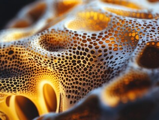 Close-Up of Porous Material Texture Under Microscope Lighting