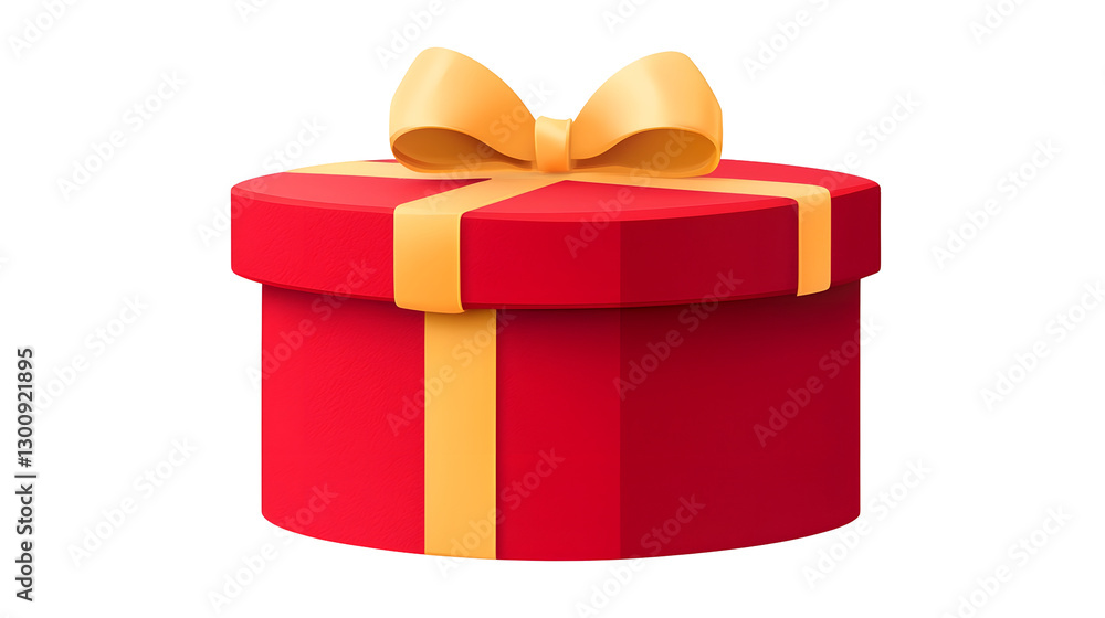 Poster charming 3d red gift box with a playful golden bow featuring shadows and highlights for a premium ef
