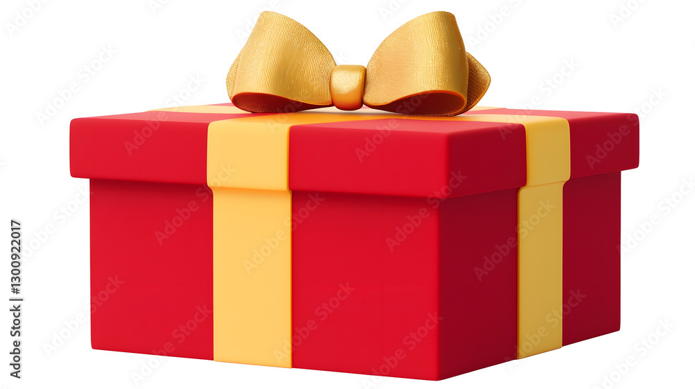 Poster enchanting 3d red gift box with vibrant golden bow for premium presentation shadows and highlights c