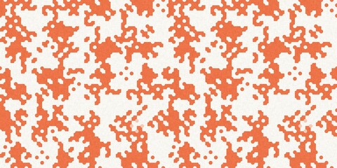 Faded peach fuzz glitch geo washed effect seamless banner. Orange dye grungy blotched distress abstract background texture border. 