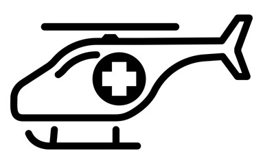 icon of a medical helicopter with a cross symbol representing emergency air ambulance services and medical evacuation.