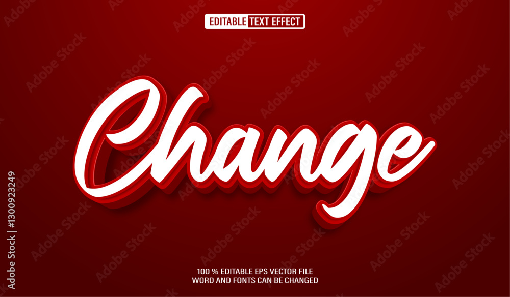 Fototapete editable 3d text style effect - red script text effect template