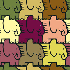 Seamless Escher Style Tessellation Pattern with Cute Flying Elephants in Soft Pastel Tones