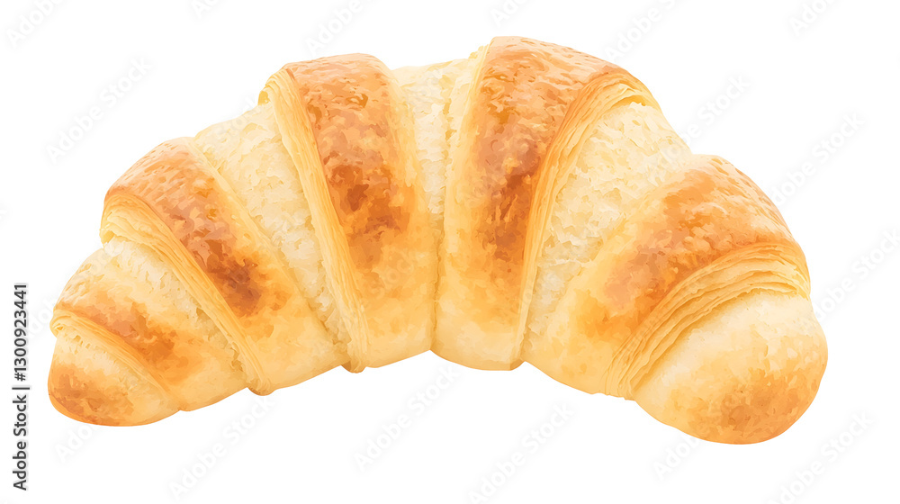 Poster appetizing 3d rendering of a freshly baked croissant with a glossy buttery surface and intricate fol