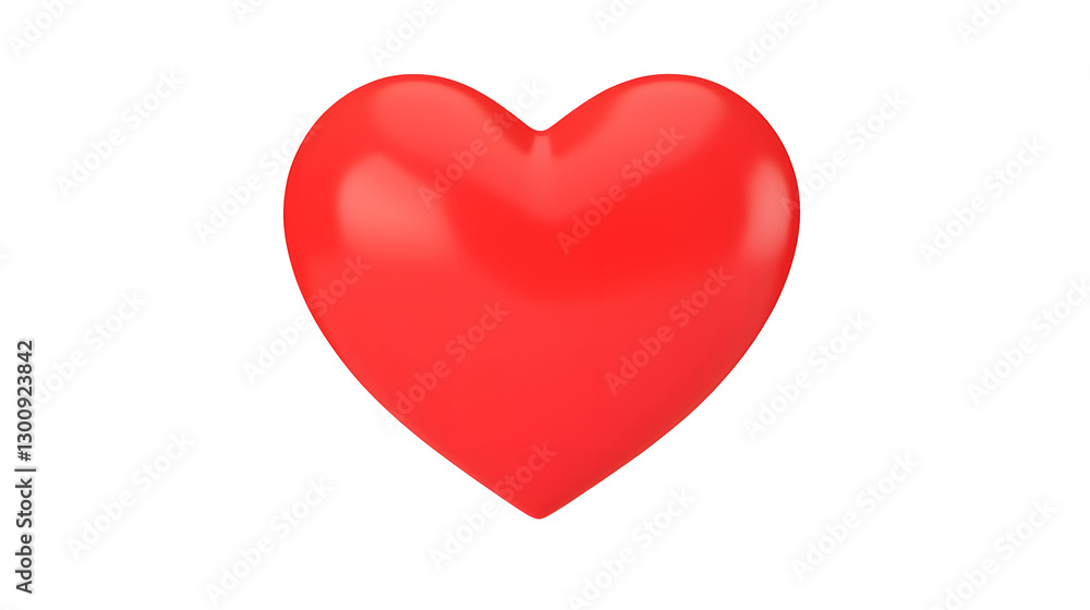 Poster glossy red heart 3d cartoon with smooth curves and reflective surface symbolizing love and passion i