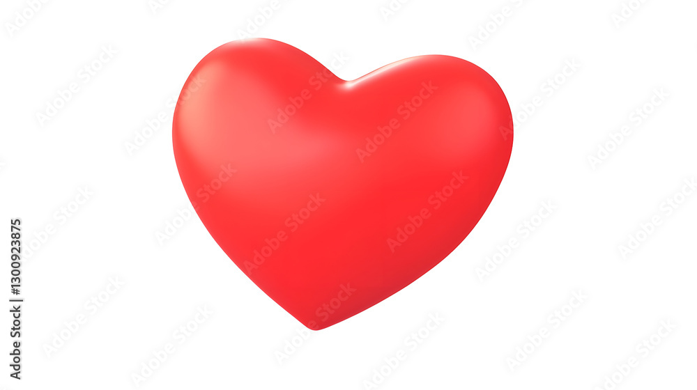 Poster 3d cartoon of a glossy smooth and reflective red heart shape symbolizing love romance and passion is