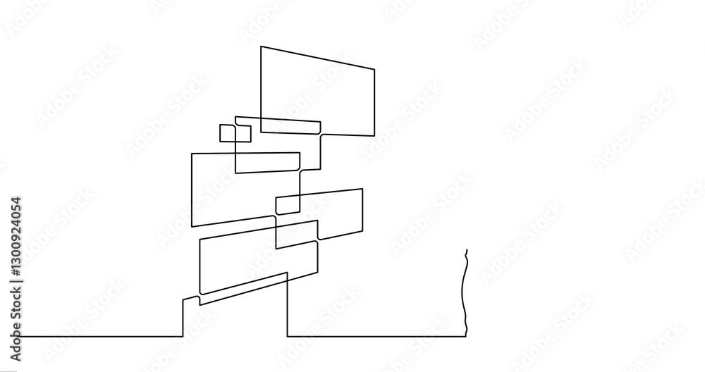 Poster continuous one line drawing it engineer and server. engineer services network equipment. computer te