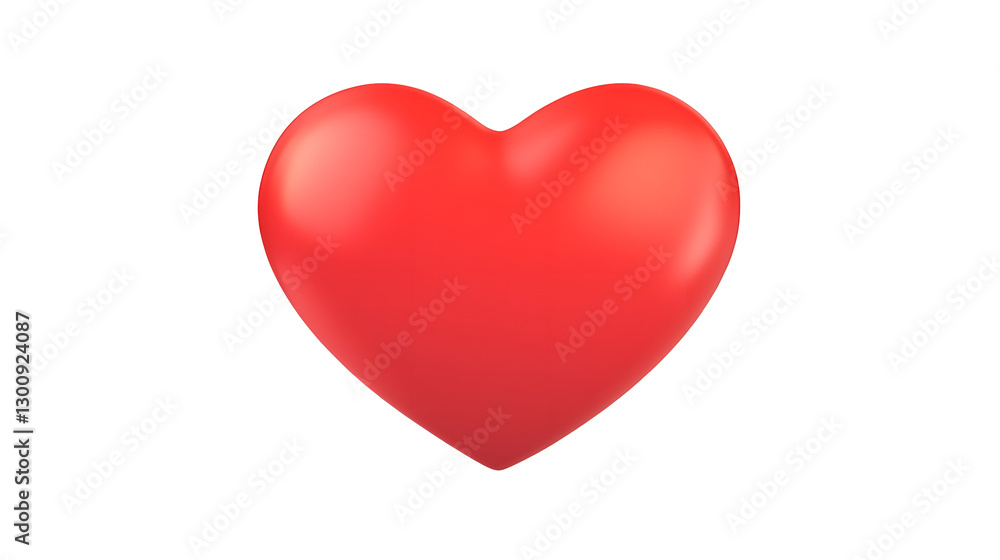 Aufkleber Elegant 3D rendering of a shiny glossy red heart with soft highlights and depth floating slightly above the transparent surface  Cutout format perfect for decorative or romantic design use