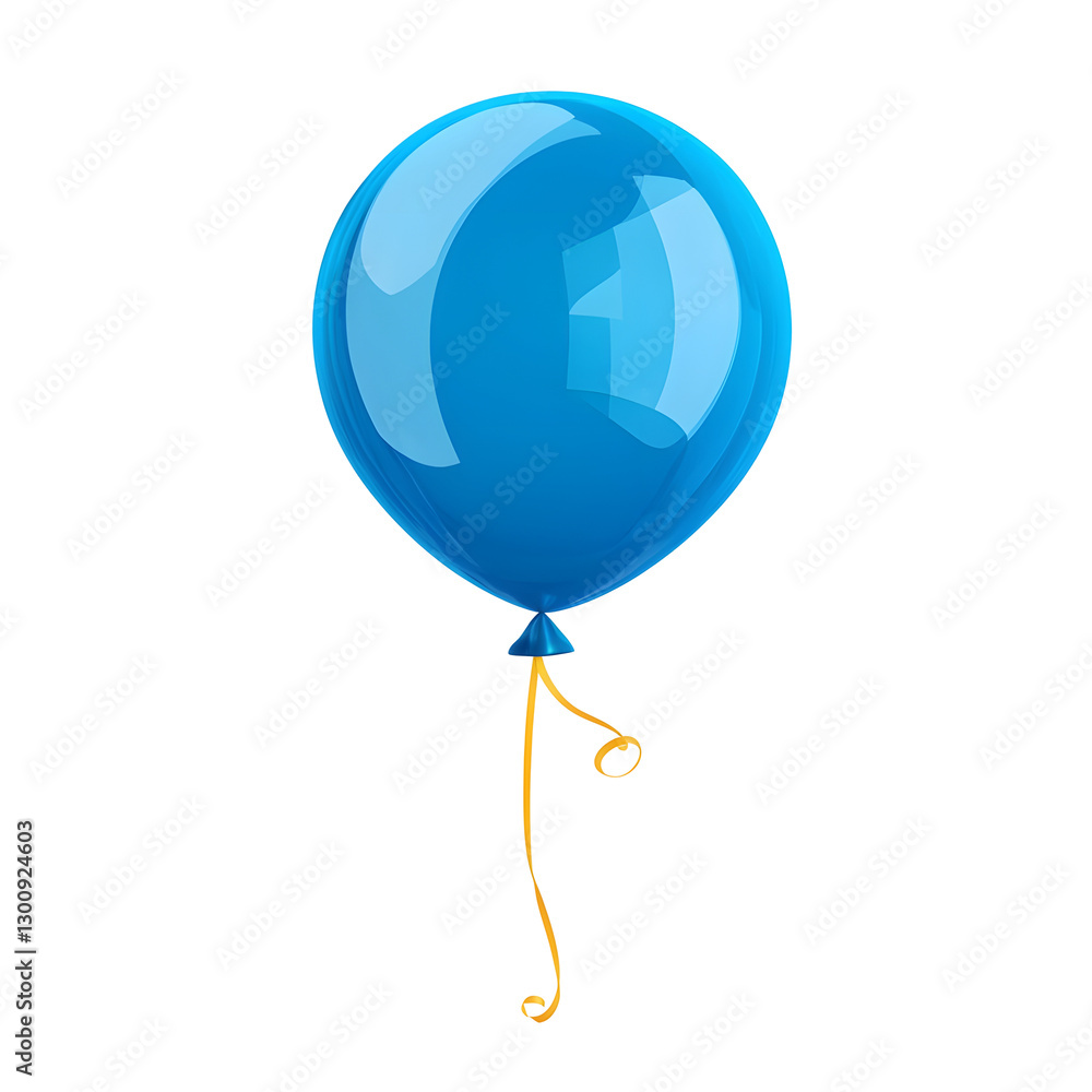 Leinwandbilder vibrant blue helium balloon with a subtle shine and a thin curled ribbon attached creating an elegan