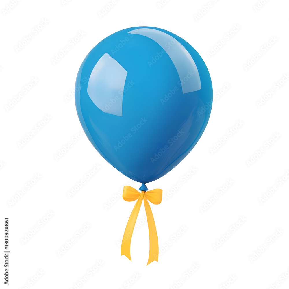 Aufkleber charming blue 3d balloon with a slightly inflated highlights and a delicate ribbon tied to its base 