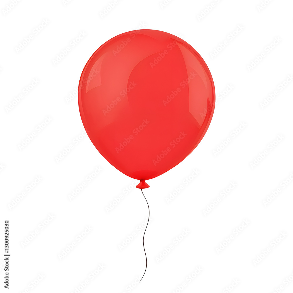 Aufkleber 3D cartoon of a single glossy red balloon floating gently with a smooth reflective surface isolated on a transparent background in a cutout style  The balloon is a vibrant
