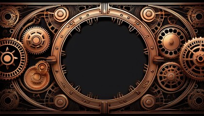 Obraz premium border frame of metal gears and cogs background with copy space