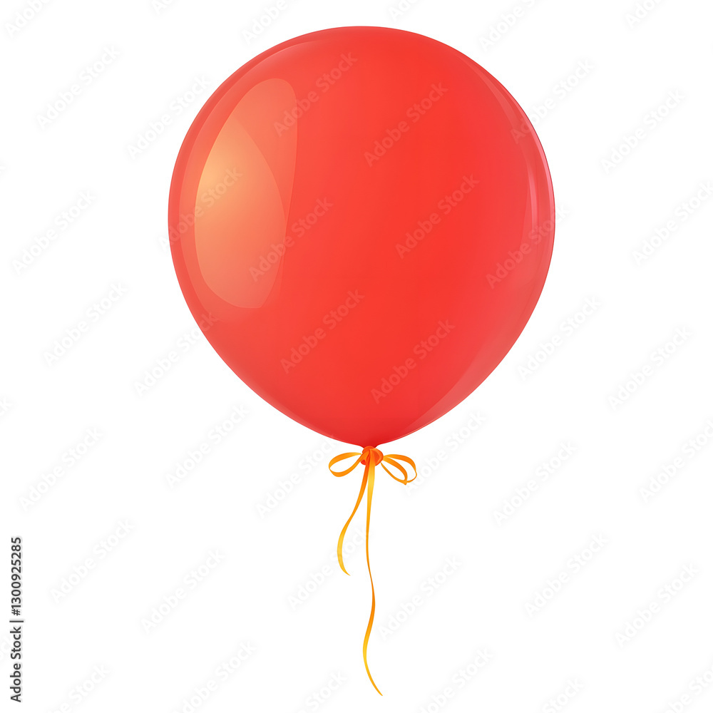 Poster charming 3d red balloon with a slightly inflated highlights and a delicate ribbon tied to its base p