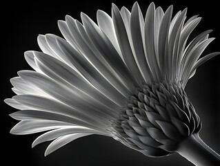 Gerber Daisy Profile, Illuminated. Background Black. Use Floral
