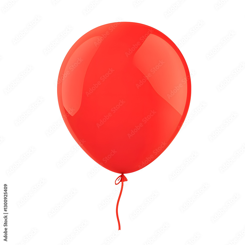 Poster charming 3d red balloon with a slightly inflated highlights and a delicate ribbon tied to its base p