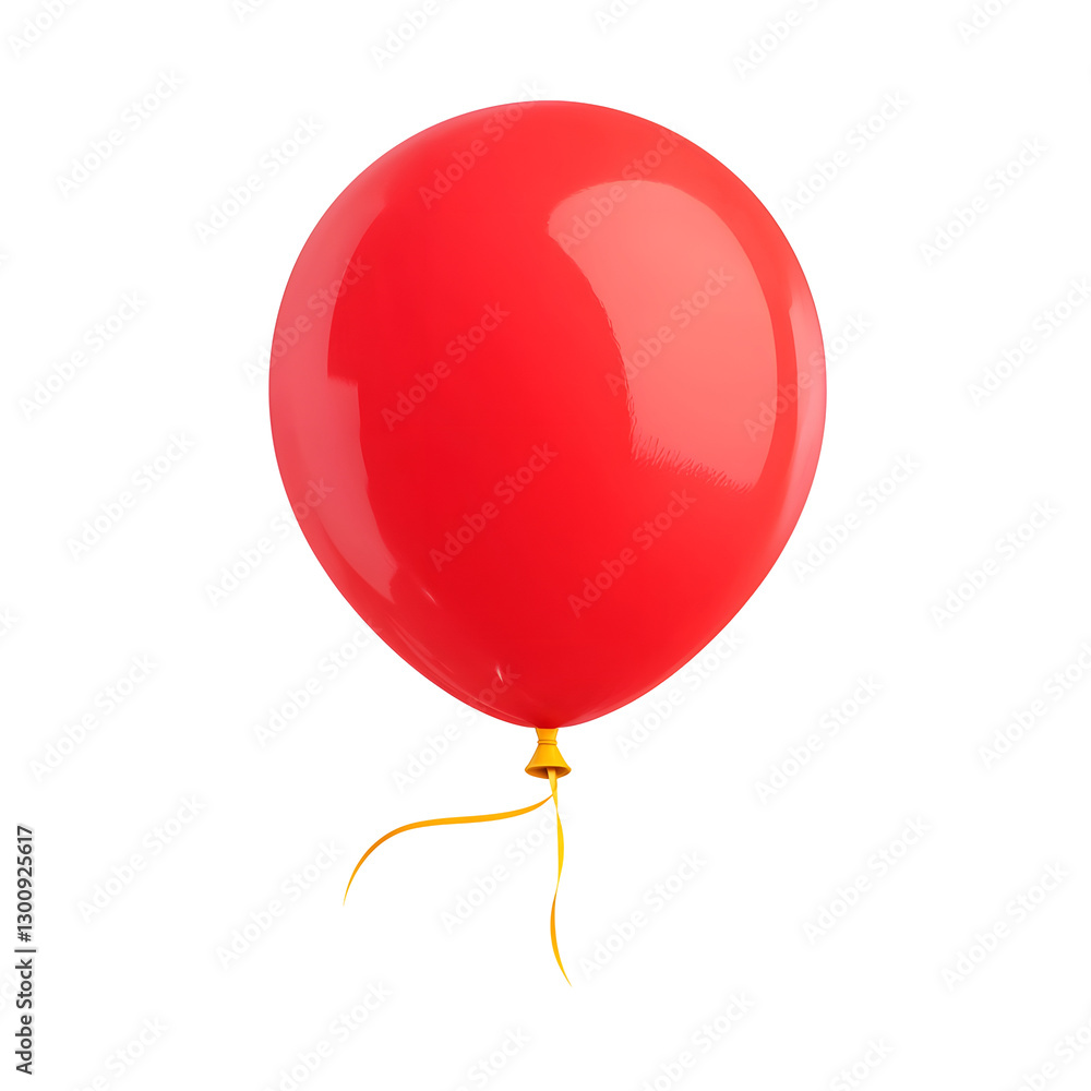 Poster playful and lighthearted 3d of a helium filled red balloon gently swaying with a smooth latex textur