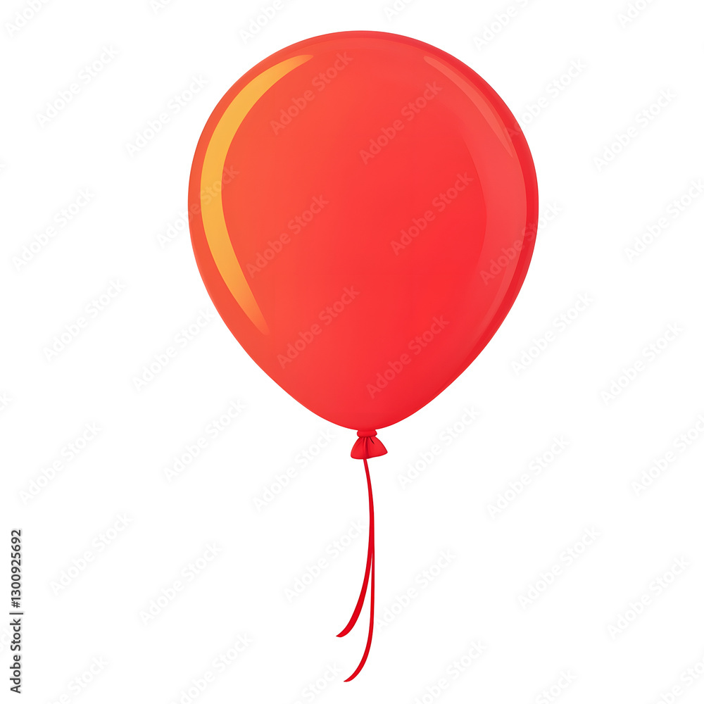 Poster charming 3d red balloon with a slightly inflated highlights and a delicate ribbon tied to its base p
