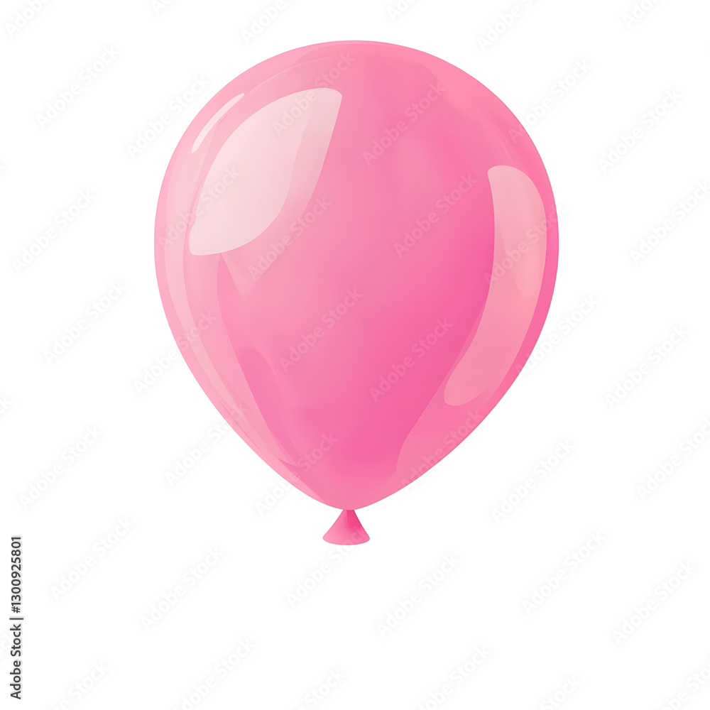 Poster shimmering pink balloon floating gently with smooth reflective surface and soft highlights on transp