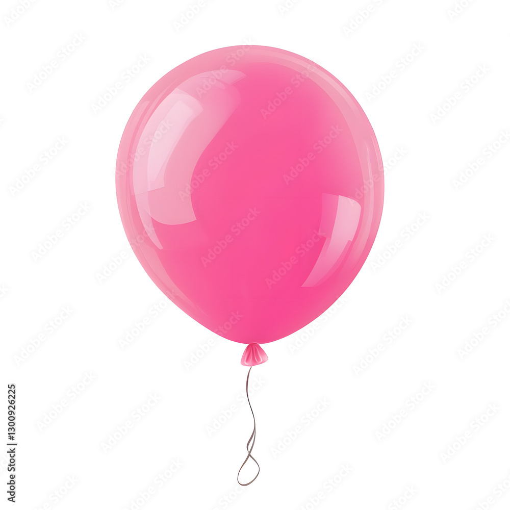 Poster charming 3d pink balloon with a slightly inflated shading and a silky ribbon curling at the base per