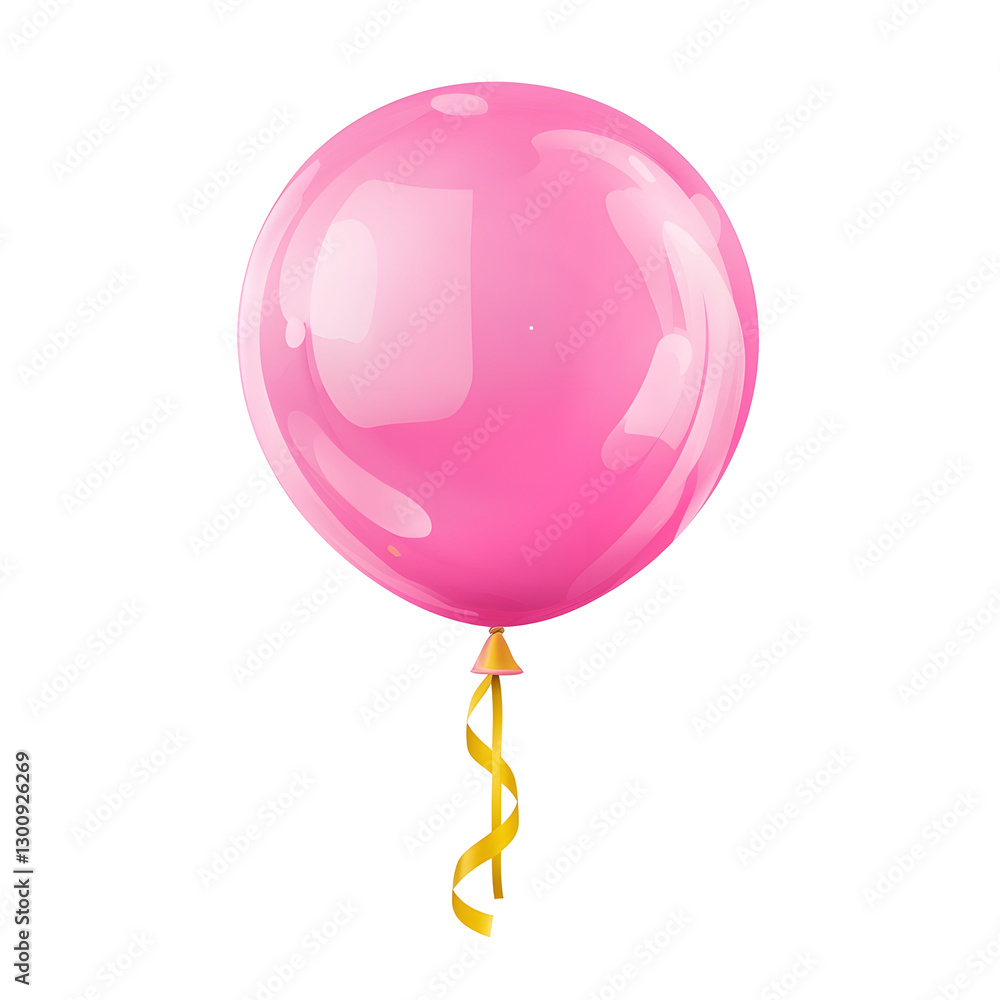Poster charming 3d pink balloon with a slightly inflated shading and a silky ribbon curling at the base per