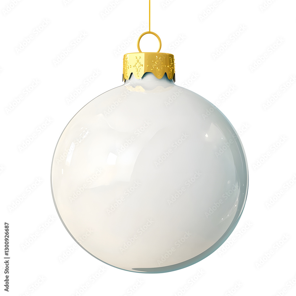 Poster elegant 3d rendered white christmas bauble with subtle reflections and a metallic gold top creating 