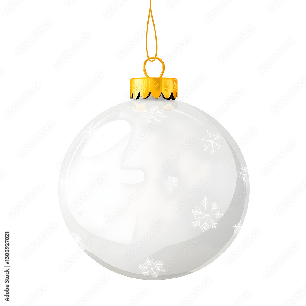 Poster charming 3d white christmas ball with subtle snowflake patterns and a pearlescent sheen capturing th