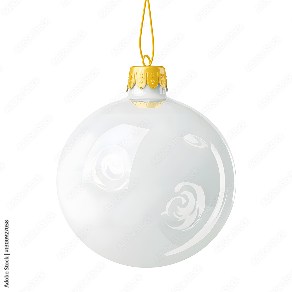 Fototapete playful 3d of a festive white bauble with intricate golden swirls and a soft glowing reflection symb