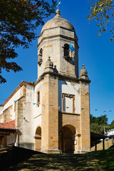Naklejka premium Lastres, Asturias, Spain. Parish Church of Santa María de Sábada (18th century).