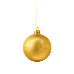 Playful 3D of a luxurious golden bauble with swirling embossed patterns and a radiant glow designed for a festive holiday The ornament is isolated on a transparent background