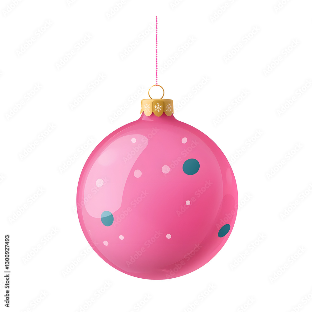 Poster Elegant 3D rendering of a luxurious pink Christmas bauble with subtle gradients soft reflections and a decorative hanging loop  Transparent background cutout format