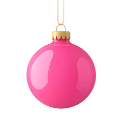 Elegant 3D rendered luxury pink Christmas bauble with subtle gradients soft reflections and a decorative hanging loop  Transparent background cutout format