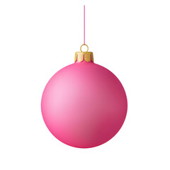 Elegant 3D rendering of a luxurious pink Christmas bauble with subtle gradients soft reflections and a decorative hanging loop  Transparent background cutout format for holiday and seasonal design