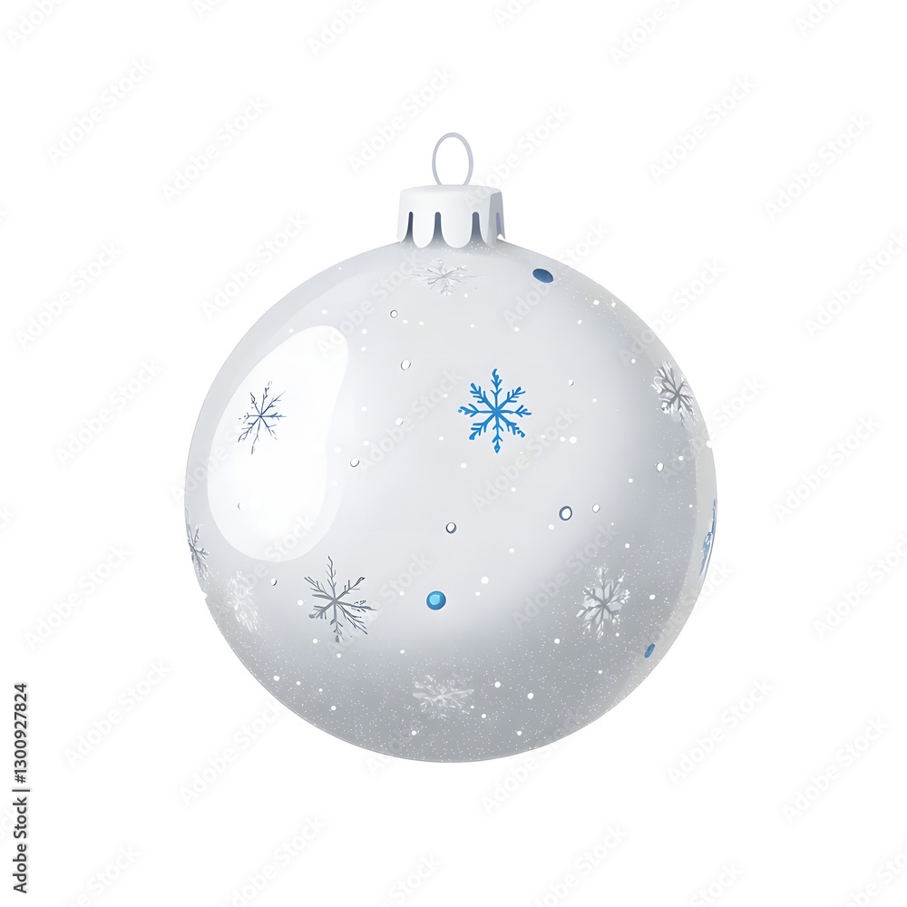 Poster charming 3d silver christmas ball with intricate snowflake engravings and a pearlescent sheen symbol