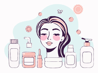 Skincare Routine Concept: Beauty Products and Cosmetics