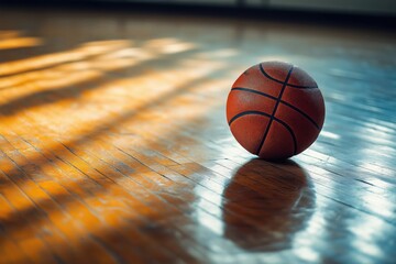 Indoor Basketball Game Action - Youth Sports Competition and Fitness Training on Hardwood Floor with Athletic Equipment