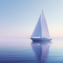Fototapeta premium Yacht sailing serene ocean dawn