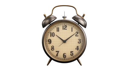 Classic alarm clock with bells, isolated on transparent background